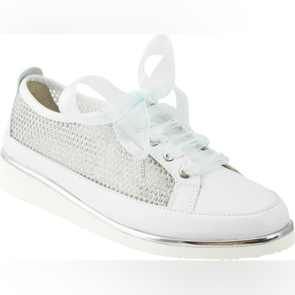 Ron White Shoes - Ron White Novalee Mesh Lace Up Sneaker Silver Sz 7 (37.5)